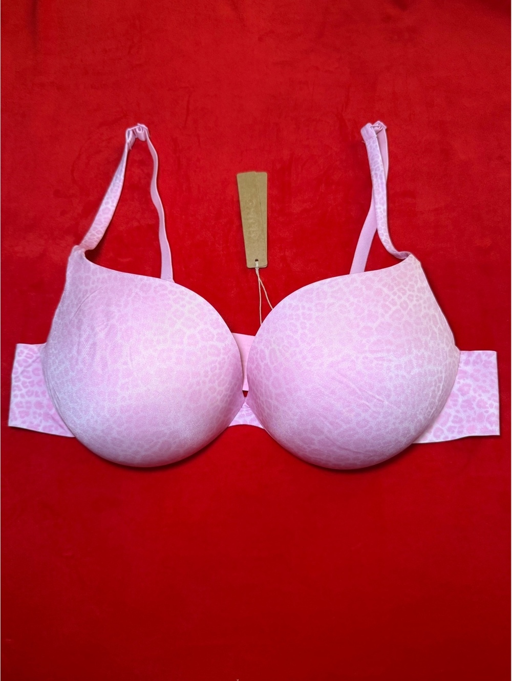 Skims Ultimate Push Up Plunge Bra Color Bubblegum Leopard Print Size 40B